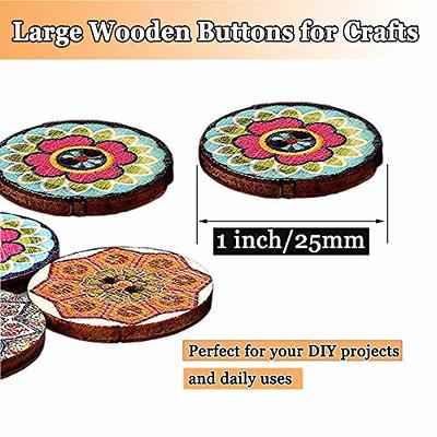 100 Pcs Wooden Craft Buttons, Crafts Assorted Buttons Wooden
