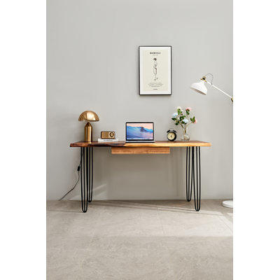 Stand up Desk: Modern Wood Writing Desk, Tall Desk for Standing, Desk W/  Live Edge Stretcher, Podium/ Lectern Handmade Custom Furniture 
