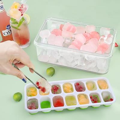 Ice Cube Tray with Lid and Bin, GEWTYOD 4 Pack Silicone Ice Cube Trays for  Freezer