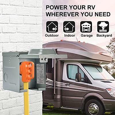 WELLUCK RV Power Outlet Box | 50A 125/250V, NEMA 14-50R Receptacle |  Enclosed & Lockable | Weatherproof Plug for Travel Trailer, RV Camper,  Generator