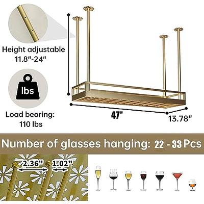 KEPMOGOH Wine Rack Wall Mounted with Glass Holder, Adjustable