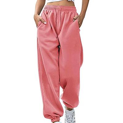 Baggy Pink Sweatpants, High Quality Cotton Pants, Pink Women Pants