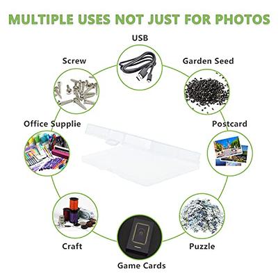 Photo Storage Box Clear Photo Boxes for Storage, Plastic Photo Organizer  for Seeds, Cards, Crafts, Stickers