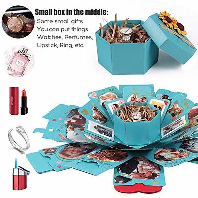 RECUTMS Explosion Box DIY Scrapbooking Set Handmade Photo Album,Gift Box  with 6 Faces for Christmas Gift Wedding Memory Book (6 Sides)