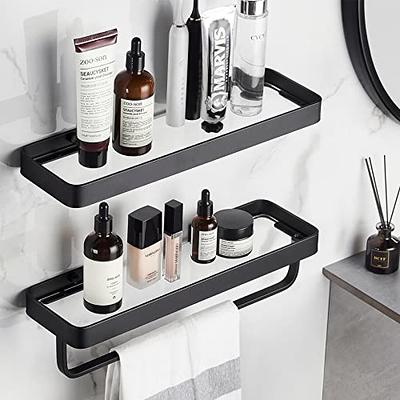 ALFI Black 2-Tier Stainless Steel Wall Mount Bathroom Shelf (12-in