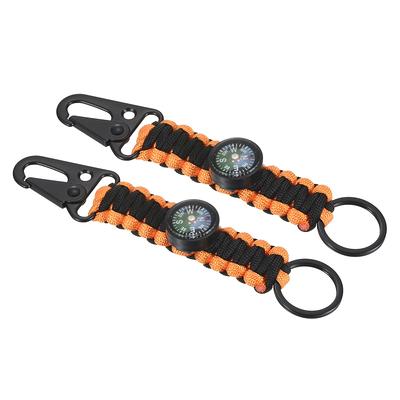 Paracord Keychain, 2 Pack Braided Lanyard Key Clip with Compass