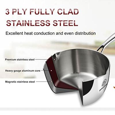 Tri-Ply Stainless Steel Sauce Pan with Cover 1 1/2 QT 6 - Rose