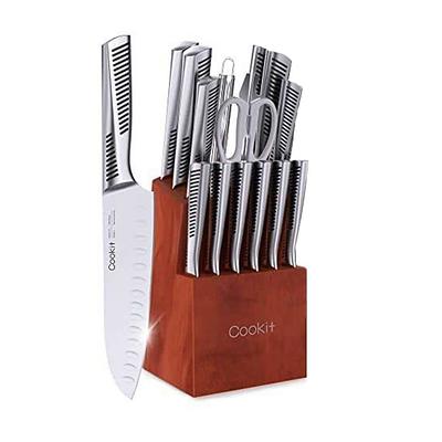 Tileon 15-Piece Stainless Steel Chef Knife Set with Block