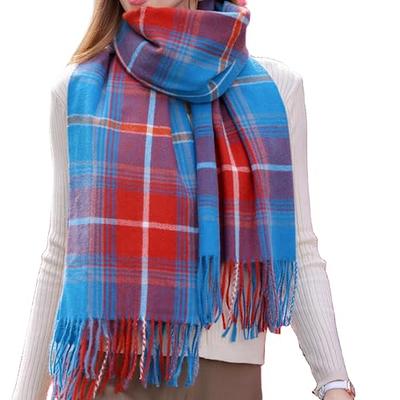 Just Cozy, Accessories, Nwt Just Cozy Blanket Winter Scarf Blue Red Plaid  Boucle Soft Warm Check