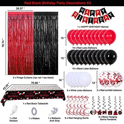 Black and White Birthday Party Decorations for Men Women, Black Silver  Happy Birthday Balloons Arch for Boys Girls with Bday Tablecloth Fringe