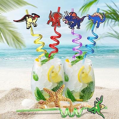 24pcs Reusable Dinosaur Drinking Plastic Straws Dinosaur Birthday Party  Supplies Rainbow Dinosaur Party Favors Decor Supplies