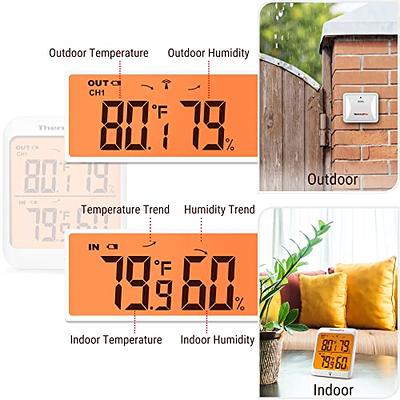 Wittime 2079 Indoor Outdoor Thermometer Wireless Temperature and Humidity  Monitor Inside Outside Thermometer for Home with Temp Sensor,hd lcd