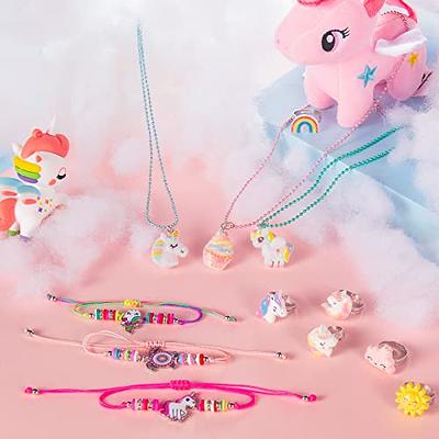 24 Pcs Little Girl Jewelry Set Kids Unicorn Necklace Cute Woven Bracelet Ring for Girls Pretend Dress Up Party Favor (Vivid Style)