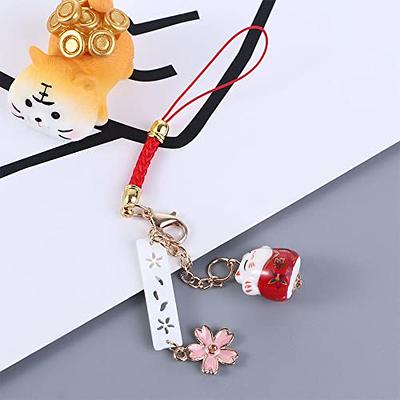 Homemaxs 2pcs Japanese Fortune Cat Key Buckle Unique Bag Decor Pendant Key Chain Charms, Women's, Size: 7x2cm