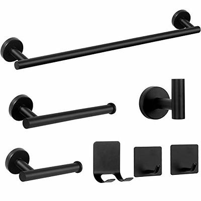 5 Pieces Brushed Nickel Bathroom Hardware Set Include 16inch Towel  Bar,2pcsTowel Hooks,Toilet Paper Holder,Hand Towel Ring Round SUS304  Stainless