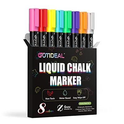 Liquid Chalk Markers for Chalkboard - Wet Erase Dustless Washable Paint Pens with Bold and Fine Tip - Use on Window Glass Blackboard White Board and B