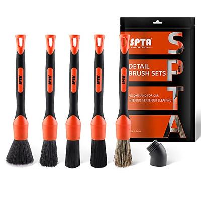 SPTA Car Detailing Brush Set, 5 Pack Soft Boar Hair Auto Detail