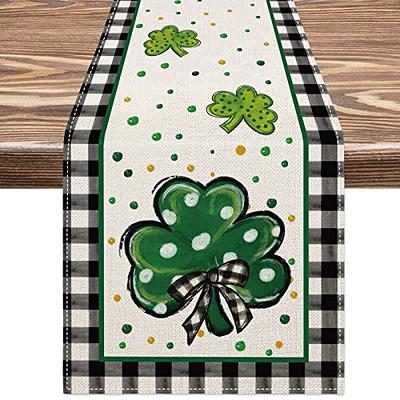 ARTSHOWING St. Patrick's Day Table Runner Party Supplies Fabric Decorations for Wedding Birthday Baby Shower 13x70inch Traditional Shamrock Irish