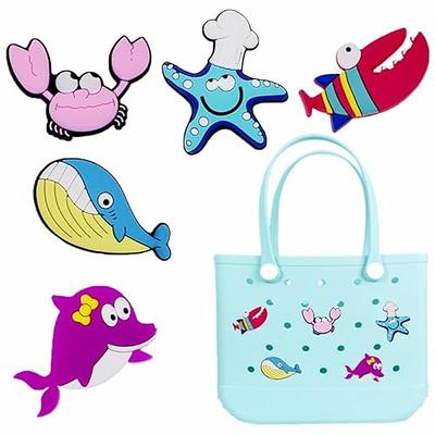 Lovyit Charm Accessories for Bogg Bag - Rubber Beach Bag Accessories Charm Insert, 3pcs Flowers Dolphin Beach Totes Charm Decoration Insert for