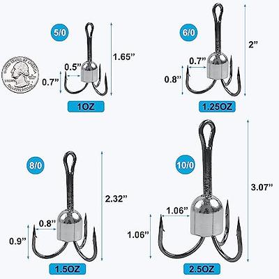 OROOTL Weighted Treble Hooks Snagging Hooks, 4-6pcs Large Treble