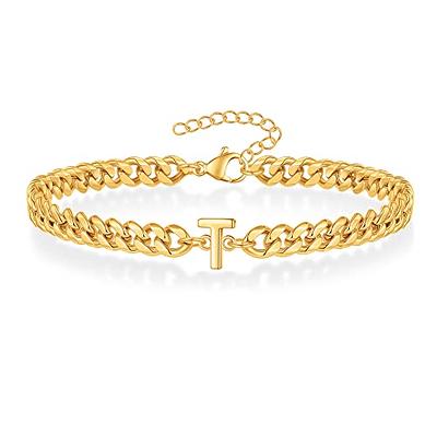 Gold Letter Chain Necklace And Bracelet Set Fashionable Unisex