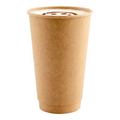 20 oz Black Paper Coffee Cup - Double Wall - 3 1/2 inch x 3 1/2 inch x 6 1/4 inch - 250 Count Box