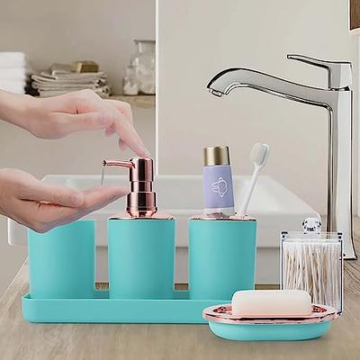 9-Piece Teal Bathroom Accessories Set - Trash Can, Soap Dispenser, Soap Dish,  Toilet Brush, Toothbrush Holder, Mouthwash Cup, Tray, Qtip Dispenser &  Holder - Yahoo Shopping