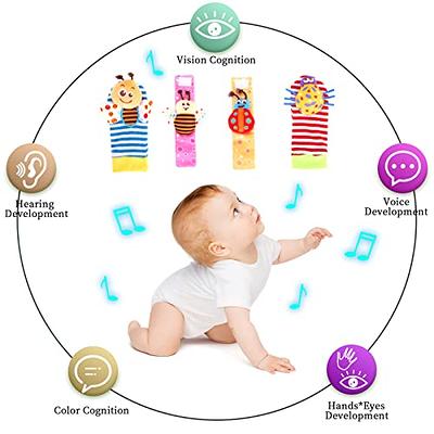 Foot Finders & Wrist Rattles for Infants Developmental Texture Toys for  Babies & Baby Toy Socks & Infant Wrist Rattle, Newborn Toys for Baby Boys