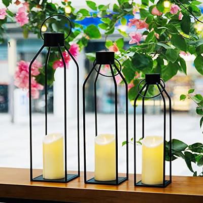 6pcs Mini Lantern with Flickering LED Candles,Vintage Black