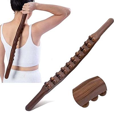  Wood Therapy Lymphatic Drainage Massage Roller Stick  Tools,Myofascial Release Tool Stomach Cellulite Massager,Ease Neck Back  Waist and Leg Pain Handheld Self Body Sculpting Massage Tool（10 Balls） :  Health & Household
