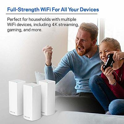 Linksys Velop Intelligent Mesh WiFi System, Tri-Band, 3-Pack White (AC2200)