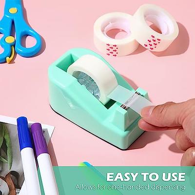 Tape Dispenser Desk with 12 Rolls Transparent Cute Small Tape Dispenser  Packing Refills Invisible Tape Desktop Tape Dispenser for Christmas Gift