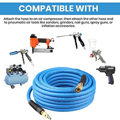 YOTOO Hybrid Air Hose 1/4in. x 100 ft, 300 PSI Heavy Duty Air Compressor  Hose, Lightweight, Kink Resistant, All-Weather Flexibility with 1/4-Inch  Industrial Air Fittings and Bend Restrictors, Blue - Yahoo Shopping