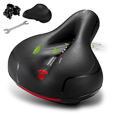 YBEKI Wide Exercise Bike Seat Cover - Comfortable Bicycle Saddle Cushion Is Filled with Gel and High Density Foam to Make It More Elastic and Soft