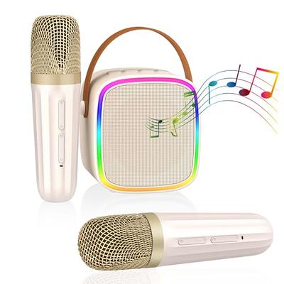  VeGue Mini Karaoke Machine for Kids with 2 Wireless Microphone,  Portable Bluetooth Speaker with Stereo Sound Bass for Adults with LED  Lights for Girl &Boy Age 4-12, Home Party and Gifts (