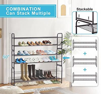 SONGMICS Shoe Rack, 12-Tier Tall Metal Shoe Storage Organizer for Closet,  Entryway, Garage, Set of 2 6-Tier Big Stackable Shoes Rack Shelf