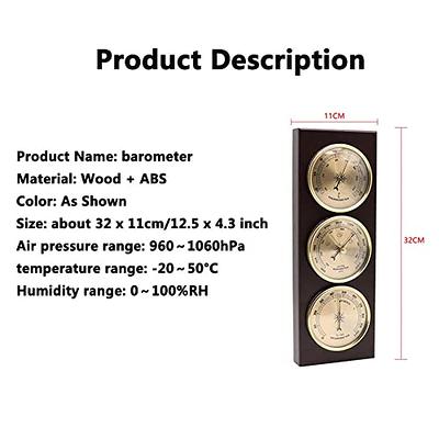 JINYISI Barometer Thermometer Hygrometer,3 in 1 Barometer Indoor,Outdoor  Barometer,Weather Barometer,Analog Weather Station