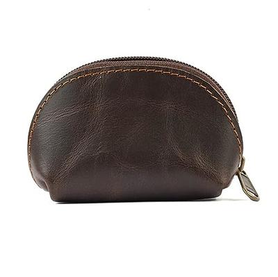 CestAntiQ, Leather Moon Pocket Coin Case Mini Squeeze Coin Purse