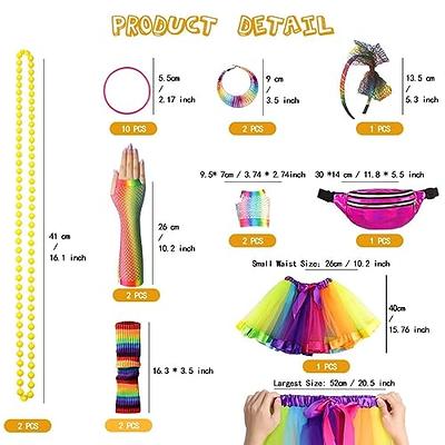WILDPARTY 80s Costume Accessories for Women, T-Shirt Tutu Fanny Pack  Headband Earring Necklace Fishnet Gloves Legwarmers 80s Party outfit for  Women 24PCS (Multicolour-L) - Yahoo Shopping