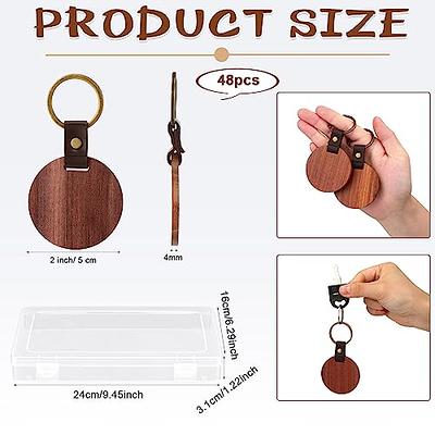 70pcs Wood Keychain Blanks, Unfinished Round Wood Key Tag, Wood