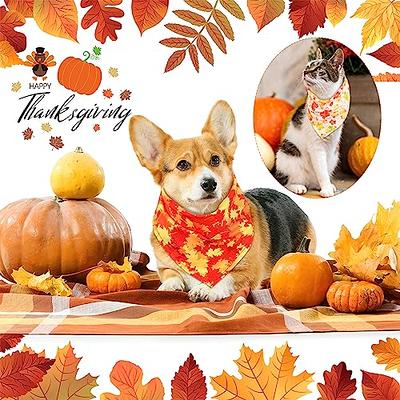 Sweetude 200 Pieces Fall Dog Bandanas Bulk Thanksgiving Bandanas for Dogs, Pumpkin Maple Leaves Pattern Pet Triangle Scarf Puppy Dog Kerchief Bibs Autumn Holiday Costume Accessories Decoration - Shopping