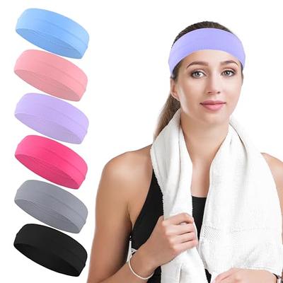 6Pcs Sports Headband Sweatbands Workout Headbands for Women Non