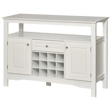 HOMCOM Modern Sideboard with Rubberwood Top, Buffet Cabinet - White