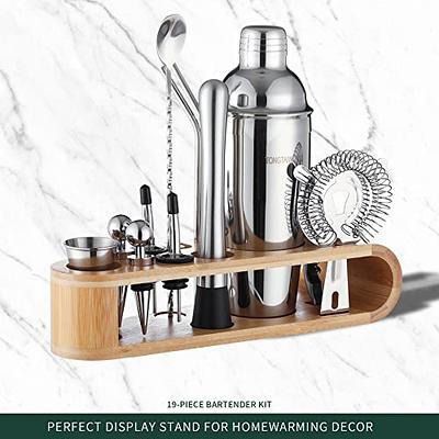 Stainless Steel Cocktail Shaker Set with Stand - 17-Piece Mixology