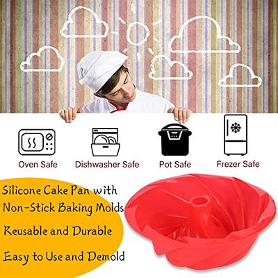 Large Silicone Mold -Heart Shaped Cake Pan, Ice Cube Trays - 2 Pack - Red