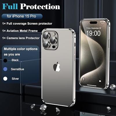 YMHML for iPhone 15 Pro/iPhone 15 Pro Max Camera Lens Protector, Tempered  Glass Alloy Metal Full Cover Drop Protection Case Friendly Camera Protector