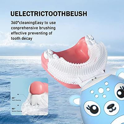 Kids Electric Toothbrush, U Shaped Ultrasonic Automatic Tooth Brush,  Toothbrush with 2 Brush Heads, Six Cleaning Modes, IPX7 Waterproof, Cartoon