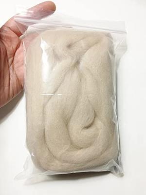 HR020-030 Wool Roving for Felting 1 Ounce Pale Ivory Off-White