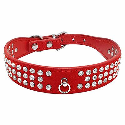 haoyueer Haoyueer Rhinestone Dog collar, cute Dazzling Sparkling Soft Suede  Leather Dog cat Rhinestone collar crystal Diamond Pet Dog Pup