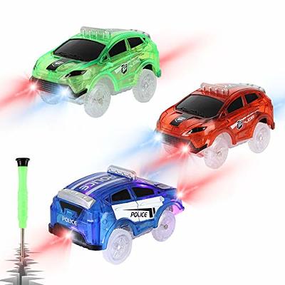 Tracks Cars Only Replacement, Flex Track Race Cars for Magic Tracks Glow in  the Dark, LED